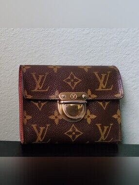 Louis Vuitton Joey Monogram Canvas Wallet with Gold Hardware - Brown